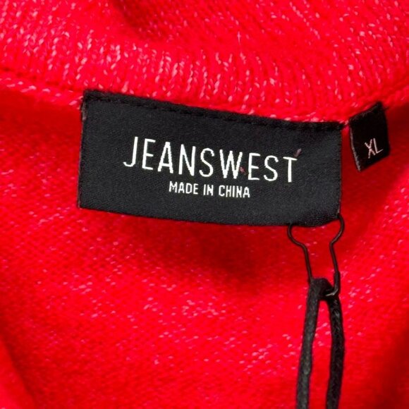 Jeanswest Red Cowl Neck Sweater tunic size XL Women's Cotton Blend new - Picture 4 of 9
